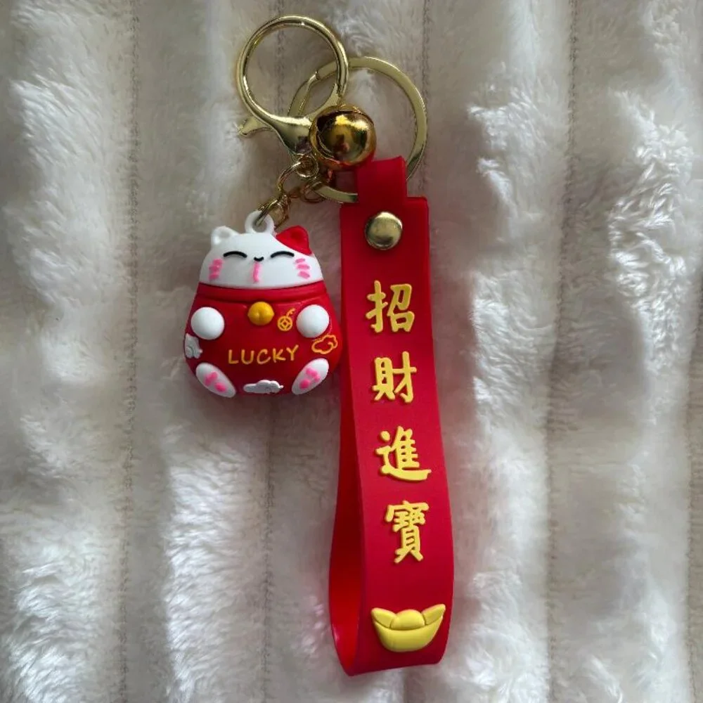 Maneki Neko Cute Lucky Cat Women's Teen's Girl's Bag Pendant Keychain